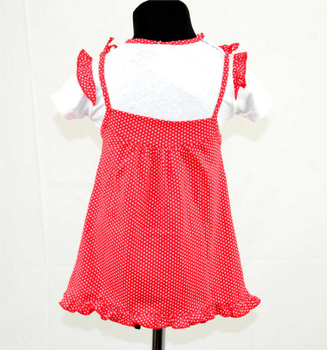 КП-204 "1" /р.86/ / червоний / Комплект для дівчинки: сарафан на зав'язках, футболка фото 2
