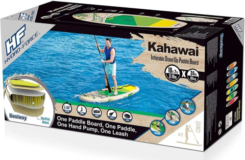 Надувна дошка для серфінгу (SUP-борд) Hydro Force Kahawaii 10.2′ BestWay 65308 (15*86*310 см., весло, ліш, насос, сумка, до 140 кг.) фото 9