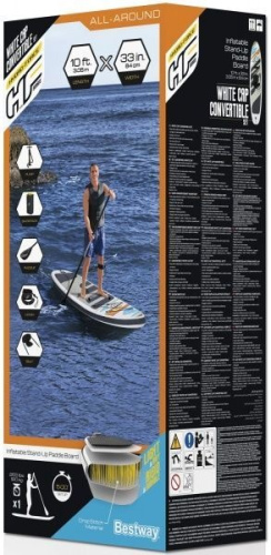 Надувна дошка для серфінгу - каяк Hydro Force White Cap 10′ Bestway 65341 (12*84*305 см, весло, ліш, насос, сидіння, сумка, до 120 кг) фото 13