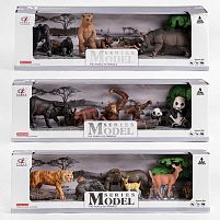 Набір тварин Q 9899 D 9 (24/2) "Зоопарк", 3 види, 9 елементів, 6 тварин, аксесуари, в коробці