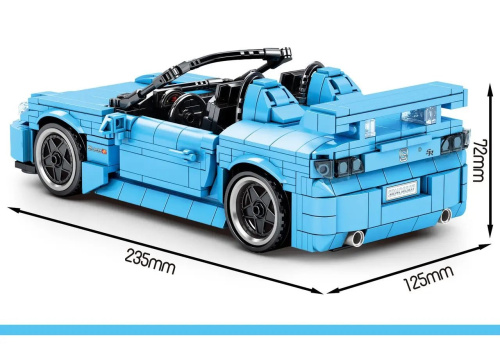 Конструктор дитячий «Спортивний гоночний автомобіль Honda SR2000» SY 8307 ( 75*125*235 мм., 792 деталі, від 6-ти років, інерційний, блакитний) фото 3