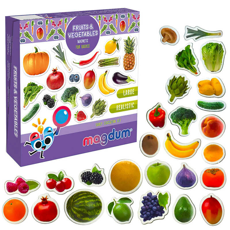Набір магнітів ML4031-15 EN "Fruits and vegetables" "Magdum", англ. мова, в коробці
