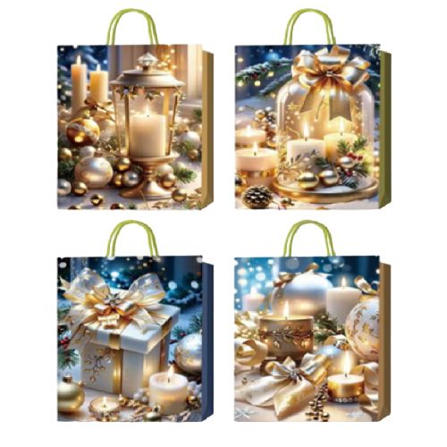 Пакет новорічний паперовий L "Christmas candles" 31*42*12см Stenson R33003-L