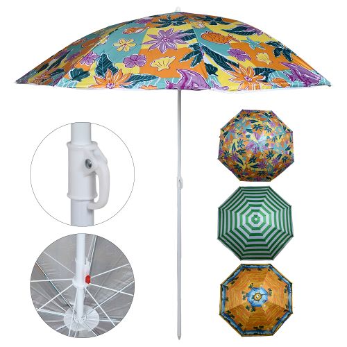 Парасоля пляжна "Designs" d1.8м з нахилом срібло Stenson MH-0035-MIX