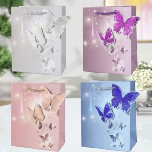 Пакет подарунковий паперовий M "Butterflies 3D" 26*32*10см Stenson R33250-M