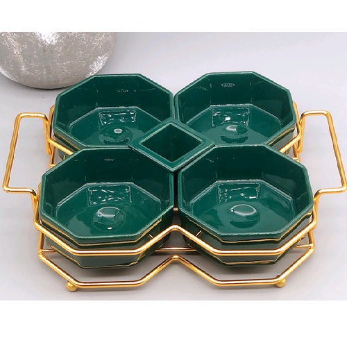 Менажниці на підставці "Malachite" 6пр/наб 24*18.5*5.5см Stenson (YG01125-5)