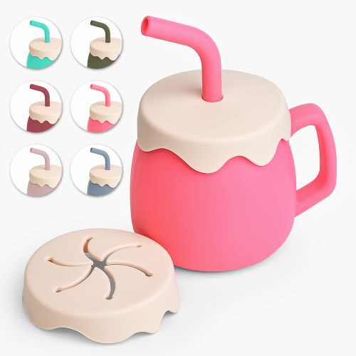 Чашка-поїлка силіконова з соломинкою і кришкою для снеків "Глечик" 3в1 12.5*11*8см Stenson MA-4915