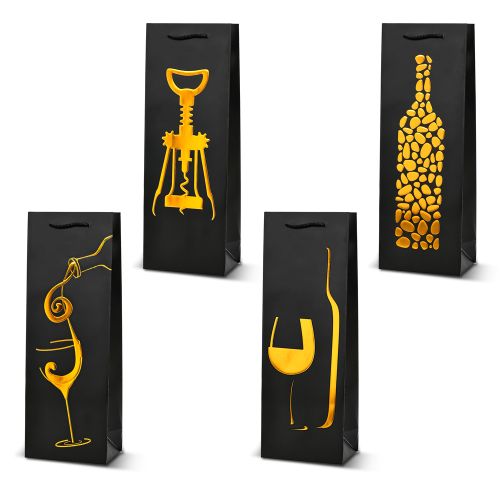 Пакет подарунковий паперовий під пляшку "Wine Art" 36*13*8см Stenson R95555