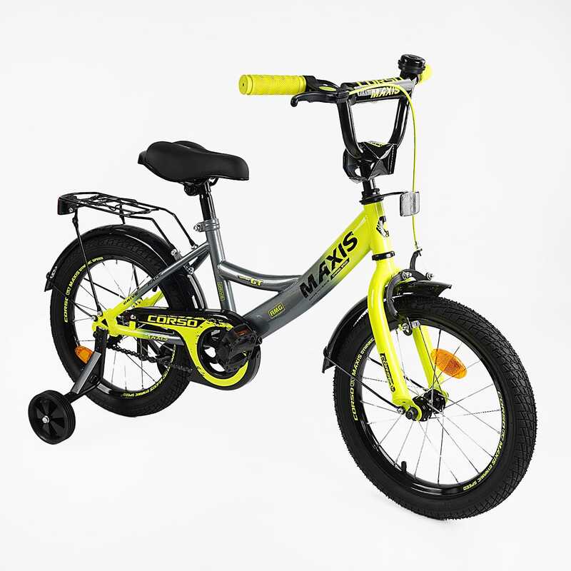 Велосипед дитячий двоколісний 18" Corso MAXIS CL-18922 ручне гальмо, дзвіночок, додаткові колеса, ЗІБРАНИЙ НА 75%, в коробці