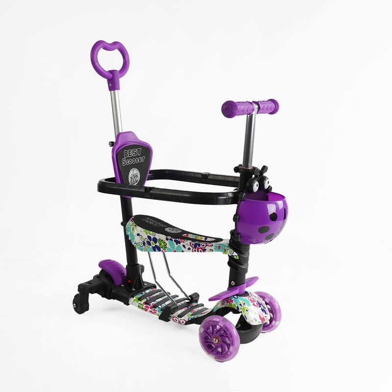 Самокат 5в1 LS-84099 Best Scooter, з ДОП. КОЛІСАМИ, захисний бампер, PU колеса зі світлом, в коробці