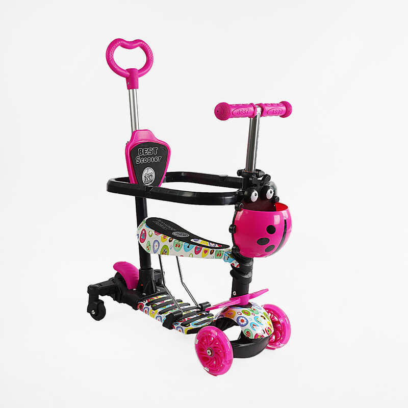 Самокат 5в1 LS-81800 Best Scooter, з ДОП. КОЛІСАМИ, захисний бампер, PU колеса зі світлом, в коробці