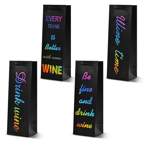Пакет подарунковий паперовий під пляшку "Wine time" 36*12*10см Stenson R95010