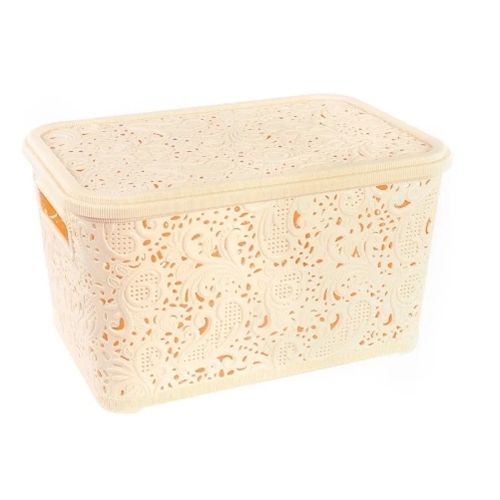 Кошик-плетінка з кришкою"Ажур" 3.5л 15.5*21*17см Stenson PB-673