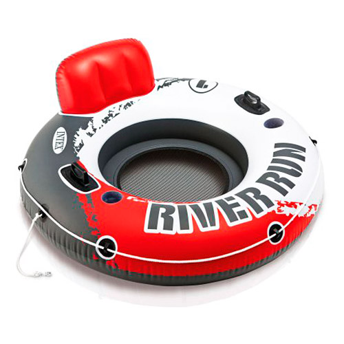 Надувне коло-крісло Intex 56825 «River Run» (Ø135 см, ручки, спинка, сітка на дні, підсклянники, мотузка, серія Sports, до 120 кг, червоне) фото 2