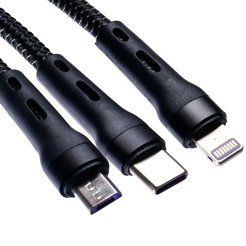Кабель GTL 3-in-1 USB to Lightning+Micro+Type-C 200W 1.2м Stenson WL-1441 фото 2