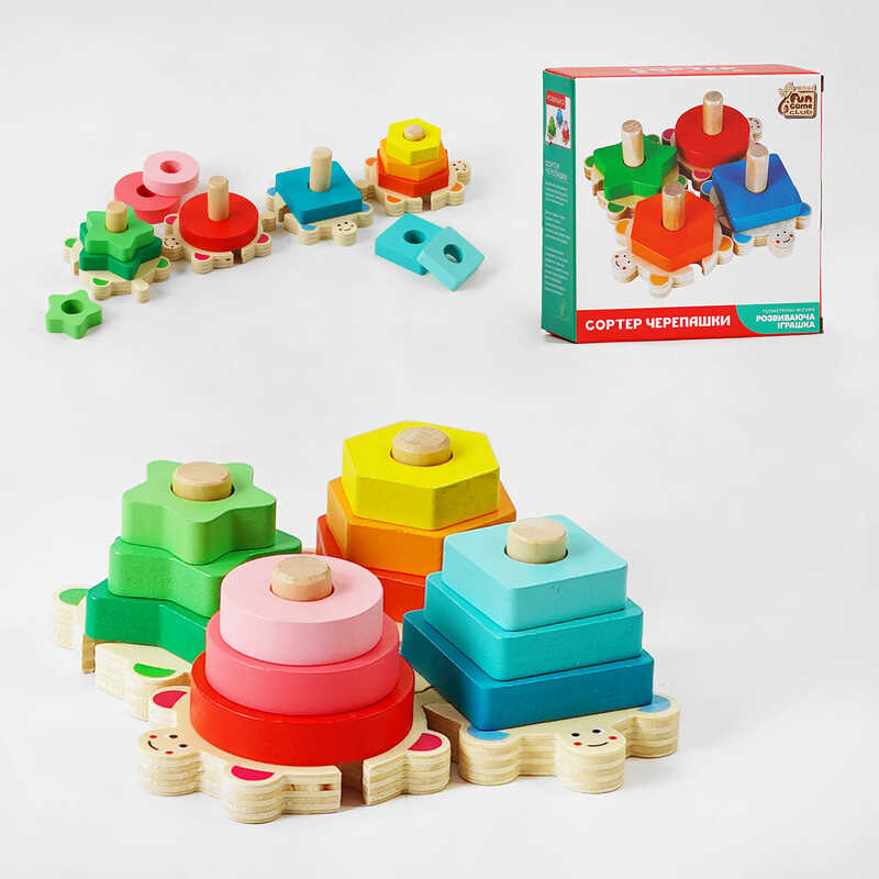 Картинка  Сортер 80465 "4FUN Game Club Wood", "Черепашки", у коробці магазин cd-market