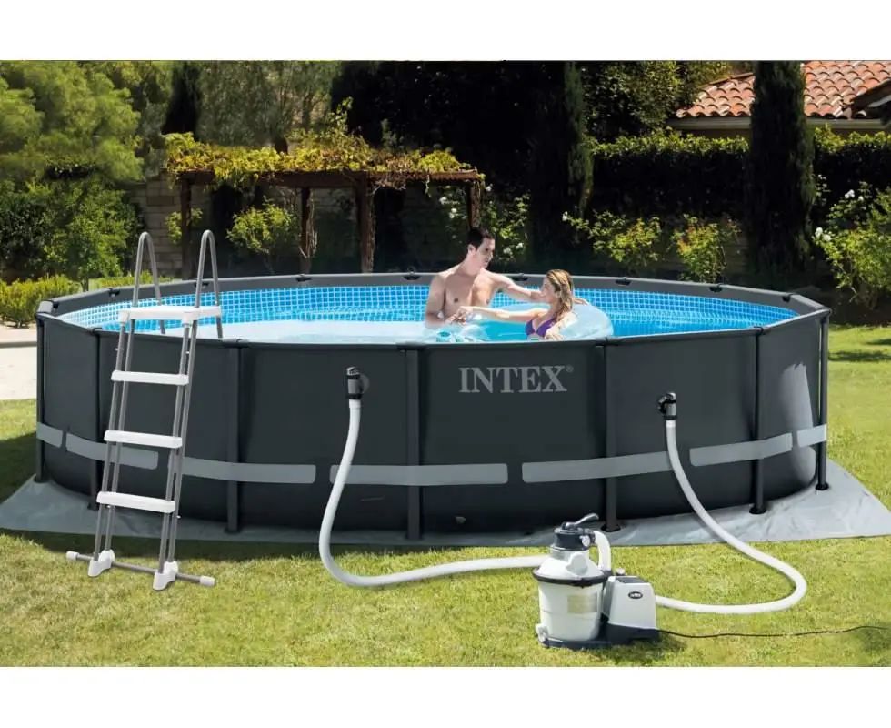 Каркасний басейн Intex 26326 (122*488 см., об'єм: 19156 л., пісочний фільтр-насос 5700 л/год, драбина, тент, підстилка, серія: Ultra XTR Frame) фото 16