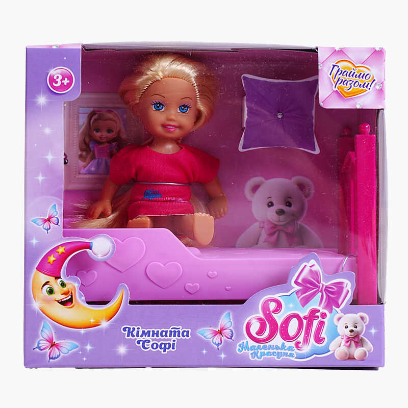Лялька Sofi 38369 “Кімната Софі”, лялька, ліжечко, висоат ляльки 11 см, в коробці