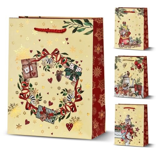 Пакет новорічний паперовий S "Christmas motif" 18*23*8см Stenson R33021-S