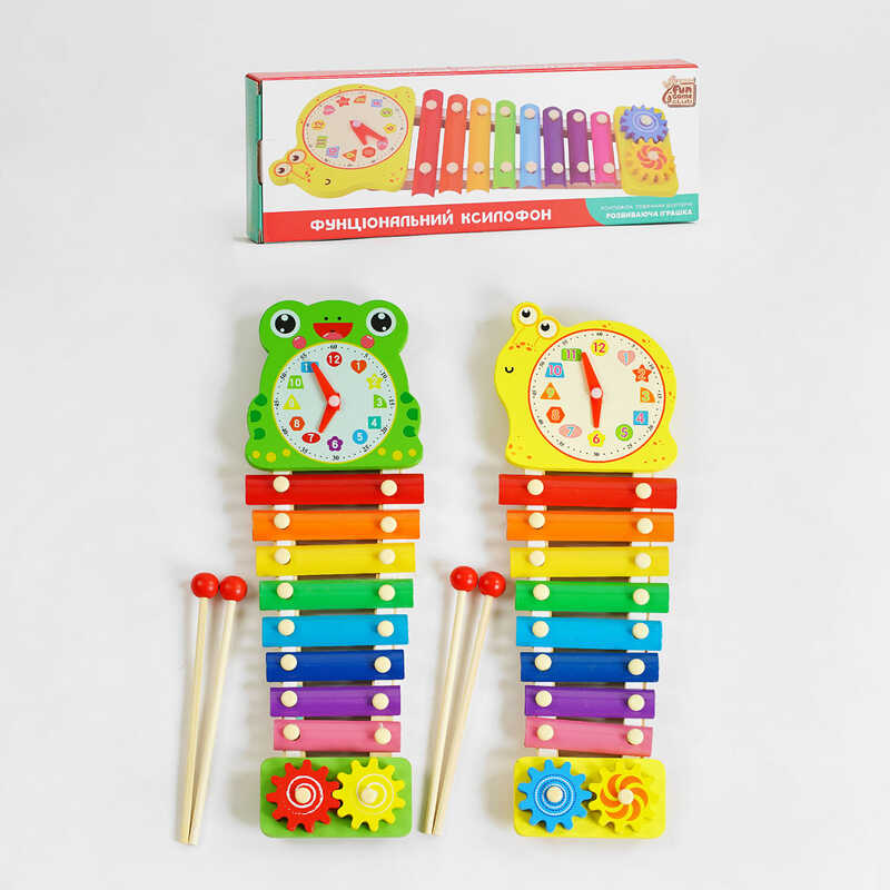 Ксилофон Годинник 62683 шестерні, "4FUN Game Club Wood", 2 види, в коробці