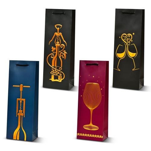 Пакет подарунковий паперовий під пляшку "Wine symphony" 13*8*36см Stenson R95559