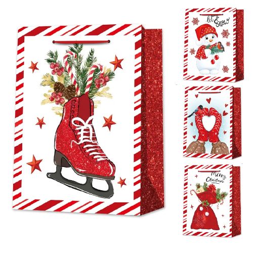 Картинка  Пакет новорічний паперовий L "Christmas miracle" 31*42*12см Stenson R33088-L от магазина cd-market