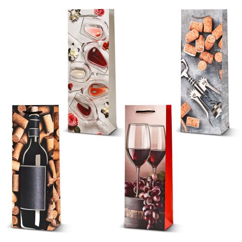 Пакет подарунковий паперовий під пляшку "Wine party" 13*8*36см Stenson R95556