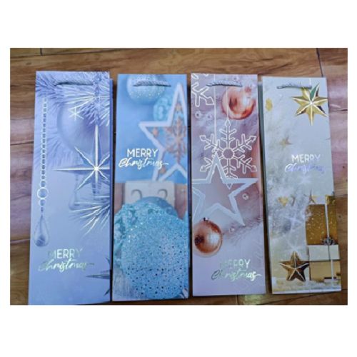 Пакет новорічний паперовий під пляшку "Christmas magic" 12*9*35см Stenson R33084