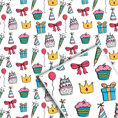 Папір пакувальний крейдований "Свято на білому" 70*100см 10л/уп Stenson 1041БЛ