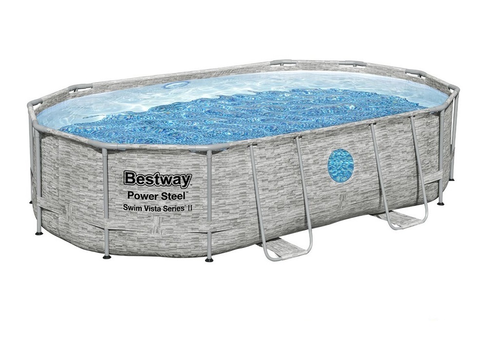 Каркасний басейн Bestway 56946 (107*305*488 см. об'єм: 10949 л., пісочний фільтр-насос 3028 л/год, дозатор хлору, драбина, тент, серія: Power Steel) фото 3