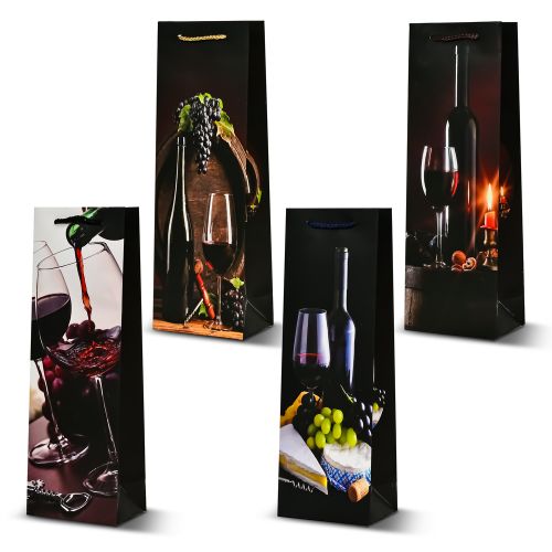 Пакет подарунковий паперовий під пляшку "Wine tour" 36*12.5*8см Stenson R95007