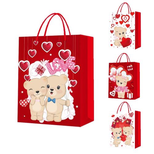 Пакет подарунковий паперовий M "Teddy Love 3D" 26*32*12см Stenson R96913-M