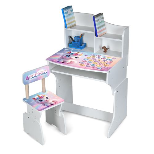 Парта шкільна Bambi M 904-12 «Unicorn» (55*65,5*111 см, стілець, поляця для книг, полиця під столом, підніжка)