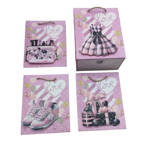 Пакет подарунковий паперовий M "Love 3D" 26*32*10см Stenson R98484-M