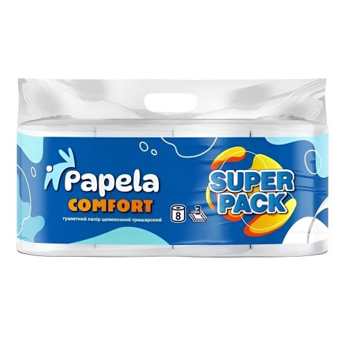 Папір туалетний PAPELA 3-х шаровий Comfort Super 8рул/уп Stenson EG-300949