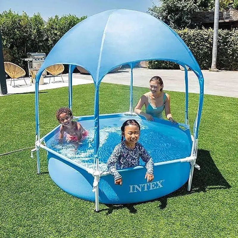 Каркасний басейн Intex 28209 (38*183 см., об'єм: 700 л., тент-парасолька з душем, серія: Splash-in-Shade Play)