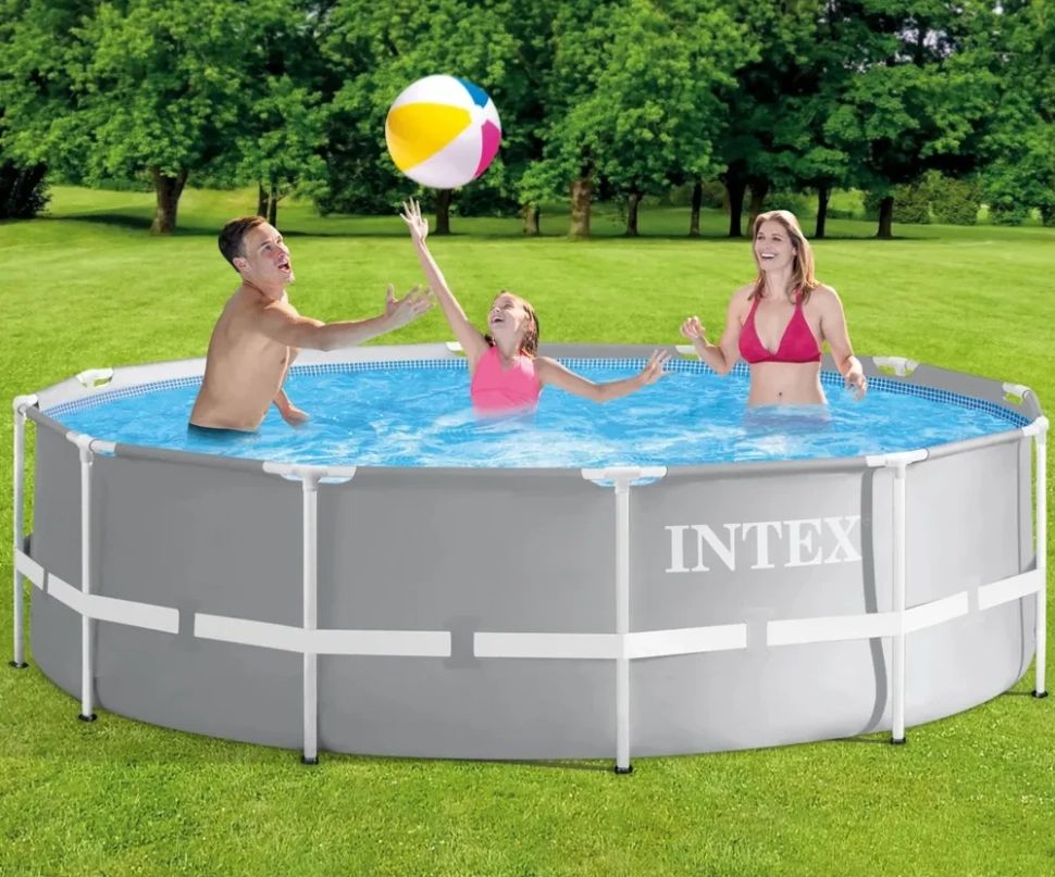 Каркасний басейн Intex 26706SC (99*305 см, об'єм: 6148 л., картріджний фільтр-насос 2006 л/год, серія: Prism Frame)