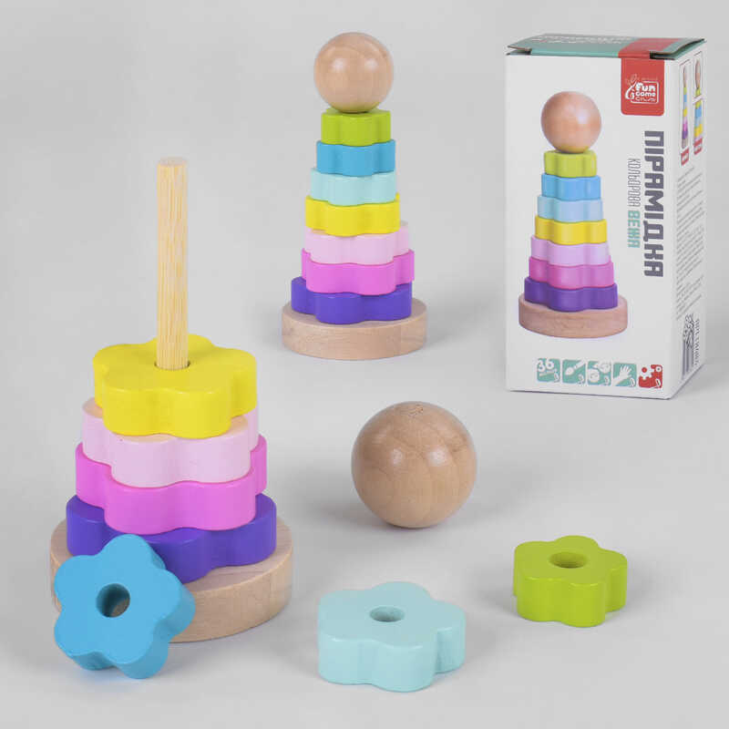 Дерев'яна пірамідка 18483 "4FUN Game Club Wood" в коробці