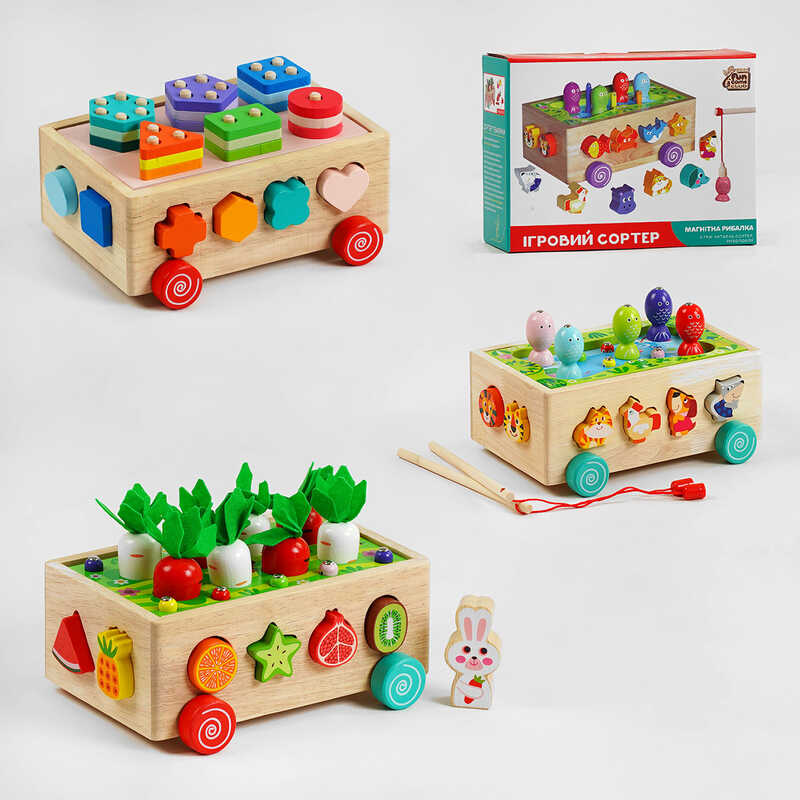 Ігровий сортер 22657 "4FUN Game Club Wood", 3 види, у коробці