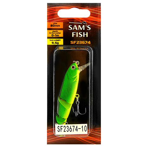 Воблер трискладовий 80мм 10шт/уп Sams Fish (SF23674-10)