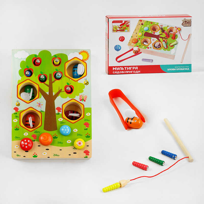 Мультигра Садові пригоди 78396 "4FUN Game wood Club", магнітна гра, бджілки, грибочки, у коробці