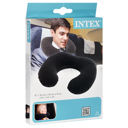 Надувна флокована подушка Intex 68675 (10*30*36 см, чорна) фото 3