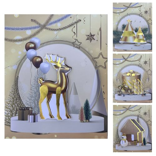Пакет новорічний паперовий M "New Year 3D" 26*32*10см Stenson R96628-M