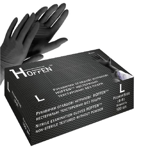 Рукавички нітрилові L Hoffen 3.5г нестерильні текстуровані б/п 50пар/уп Stenson HFN-13301L