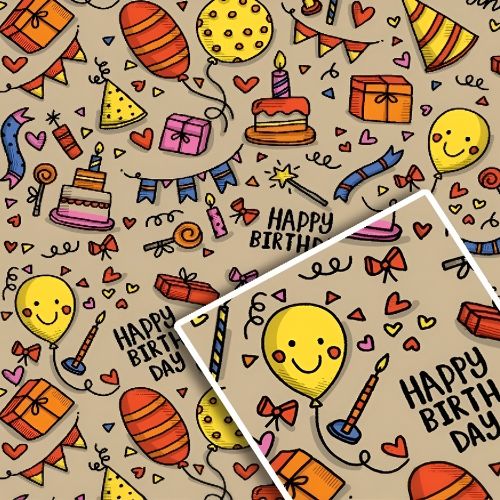 Папір пакувальний крафт "Кульки на бурому" 70*100см 10л/уп Stenson 1042БР