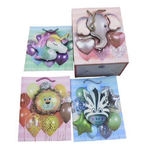 Пакет подарунковий паперовий M "Animals 3D" 26*32*10см Stenson R98508-M