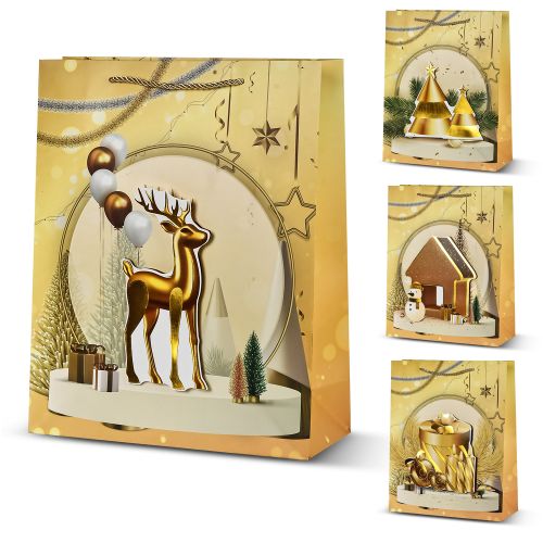 Пакет новорічний паперовий L "New Year 3D" 31*40*12см Stenson R96628-L