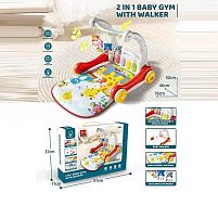 Ходунки 978 2 в 1, килимок, піаніно, ноти, звуки тварин, мелодії, підсвічування, 4 підвіски, брязкальця, в коробці