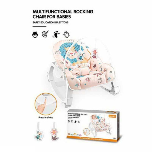 Шезлонг YK 7007 E заспокійлива вібрація, дуга з підвісками, на батарейках, регулювання положення, пискавка, в коробці