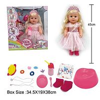 Пупс BLS 024 K висота 45см, плаче сльозами, знімний одяг, шарнірні суглоби, аксесуари, ходить на горщик, п’є з пляшечки, рухливі кінцівки, може с